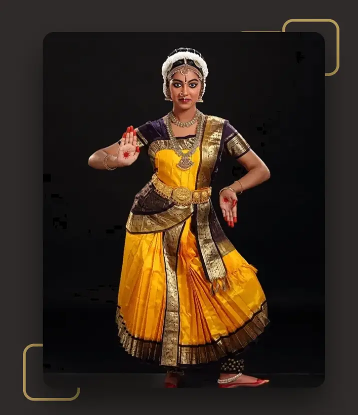 Classical Bharatanatyam dancer portrait with traditional costume