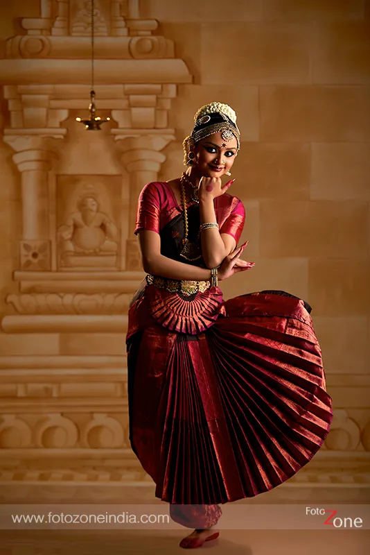 Classical dance portrait showcasing Bharatanatyam expressions